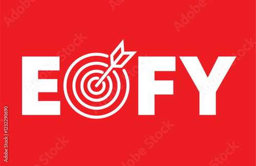EOFY end of financial year symbol. Concept words EOFY end of financial year on wooden blocks on beautiful white background. Businessman hand. Business and EOFY end of financial year concept.