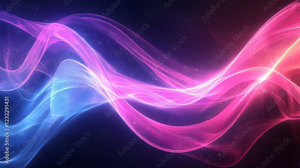 Fluid waves of pink and blue flow together, creating smooth transitions. Fluid waves of pink and blue flow together, creating smooth transitions.