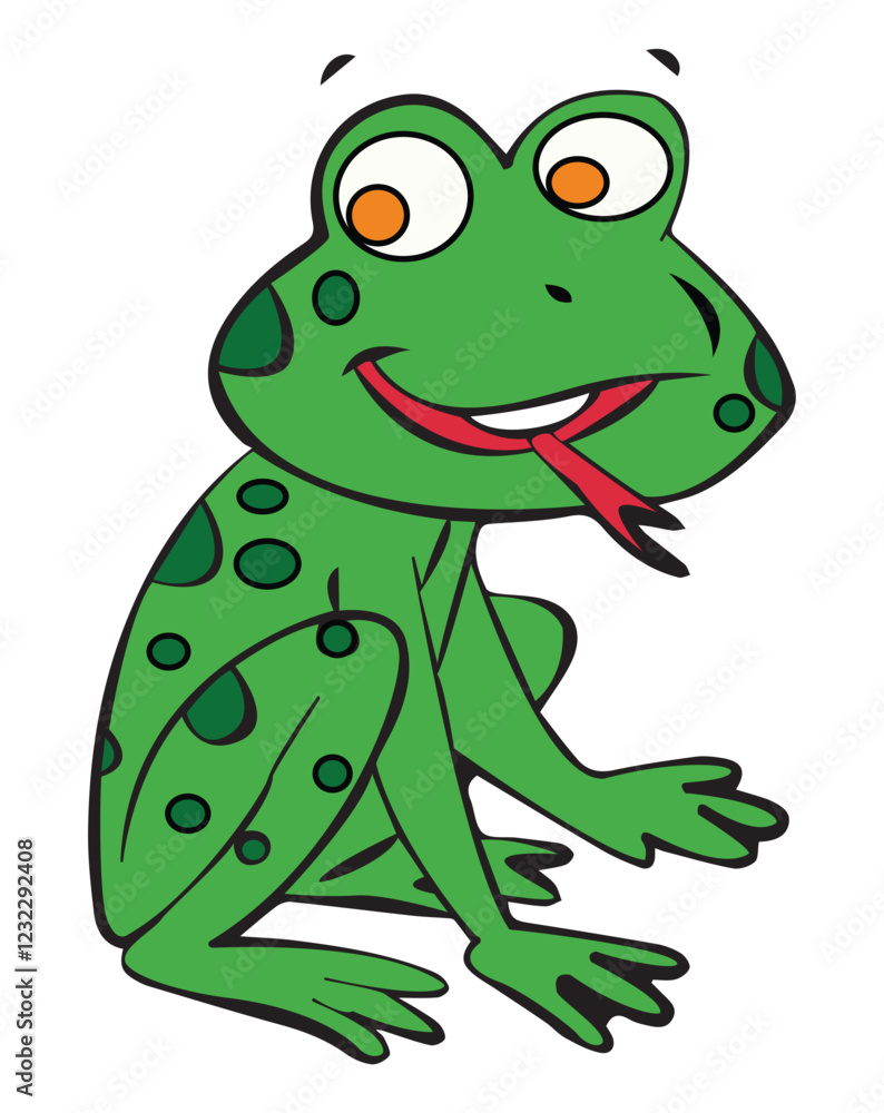 Obraz premium The frog sitting is smiling vector illustration
