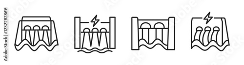 Hydropower dam icon. Hydroelectric logo. hydropower energy generation. Vector