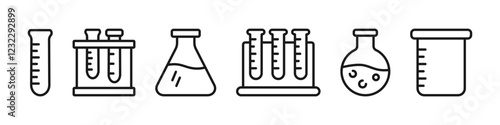 Flask icons set. Test tube, chemical flask. Vector illustration
