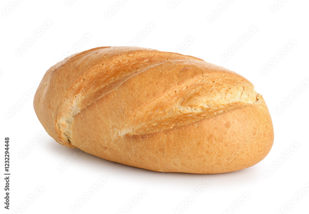One freshly baked bread isolated on white One freshly baked bread isolated on white