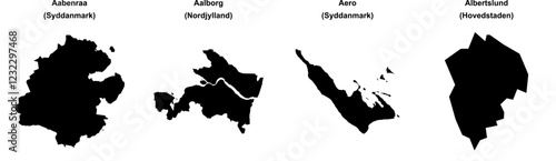 Aabenraa, Aalborg, Aero, Albertslund outline maps