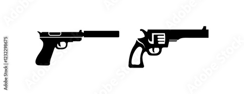 Gun logo and Army soldier sniper shot vector Design Illustration military shot revolver