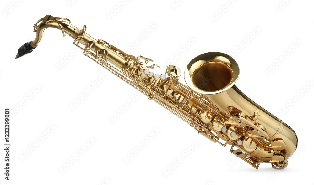 Fototapeta premium Jazz. One beautiful saxophone isolated on white