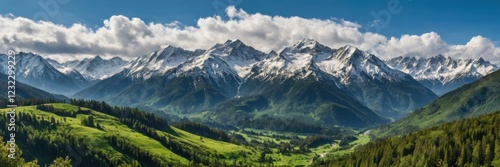 Wallpaper Mural Majestic Mountain Landscape – A Breathtaking View of Nature Torontodigital.ca