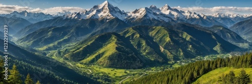 Wallpaper Mural Majestic Mountain Landscape – A Breathtaking View of Nature Torontodigital.ca