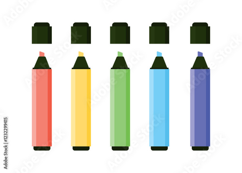 Colorful marker pens set. Highlighter pencil for school or kids