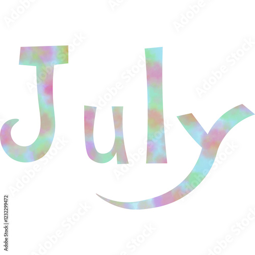 Illustration of the image of the icon of July with beautiful watercolor pattern. photo