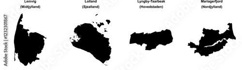 Lemvig, Lolland, Lyngby-Taarbeak, Mariagerfjord outline maps