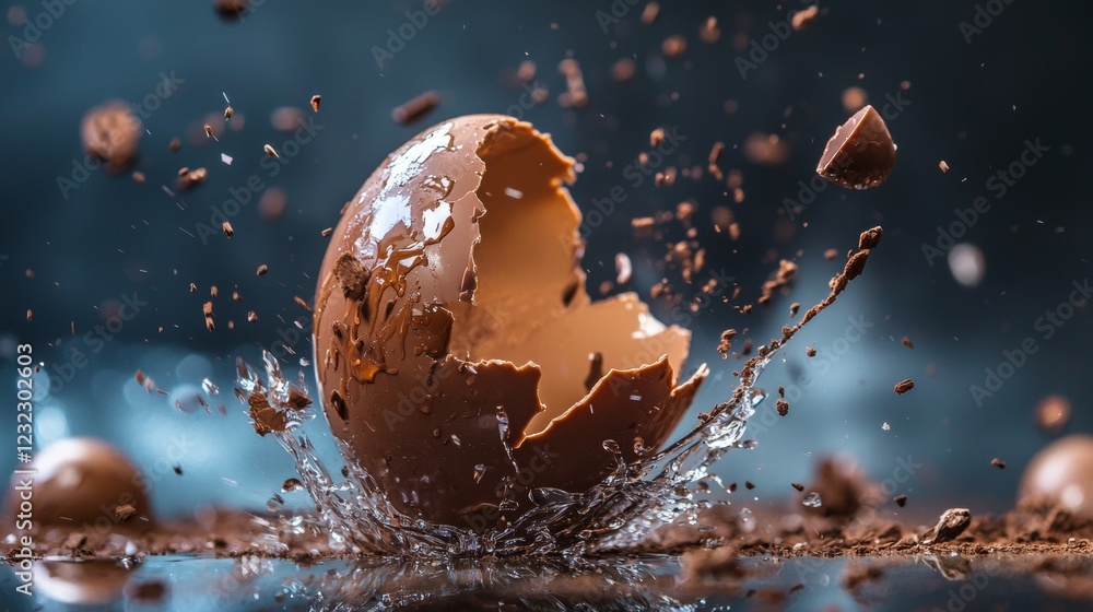 Dramatic egg breaking with liquid splash in motion Dramatic egg breaking with liquid splash in motion