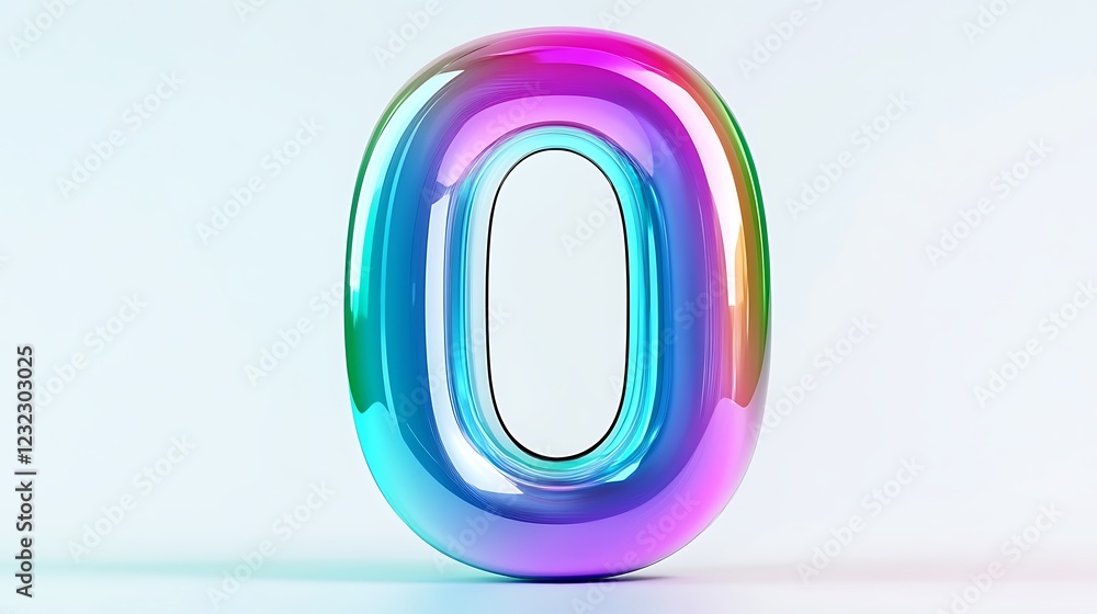 Vibrant Rainbow Number Zero: A 3D Render of a Glossy, Iridescent Digit Vibrant Rainbow Number Zero: A 3D Render of a Glossy, Iridescent Digit