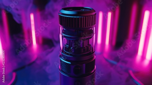 Advanced Vaping Device Under Neon Lights photo