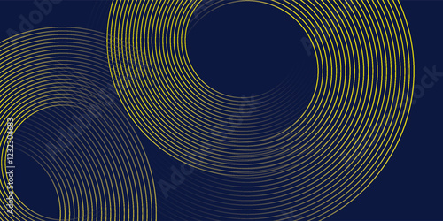 abstract blue gold stripe line, geometric circle texture background, futuristic technology, retro styled concept vector illustration eps10