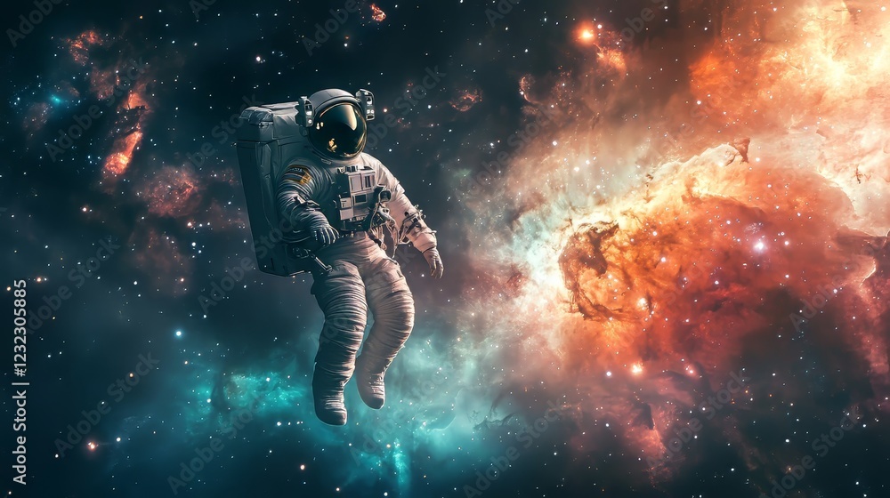 A Breathtaking View of an Astronaut Floating Near a Glowing Moon: A Silent Encounter in the Cosmos A Breathtaking View of an Astronaut Floating Near a Glowing Moon: A Silent Encounter in the Cosmos