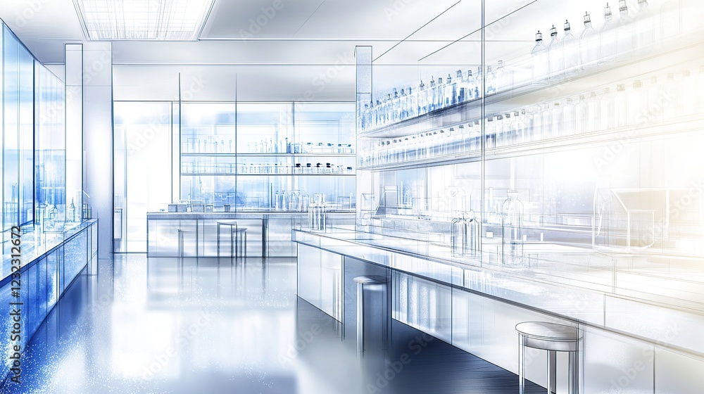 Modern city lab interior design sketch Modern city lab interior design sketch