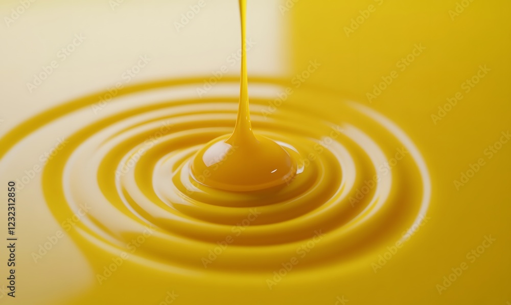 Yellow liquid pouring, ripple effect, close-up, studio Yellow liquid pouring, ripple effect, close-up, studio