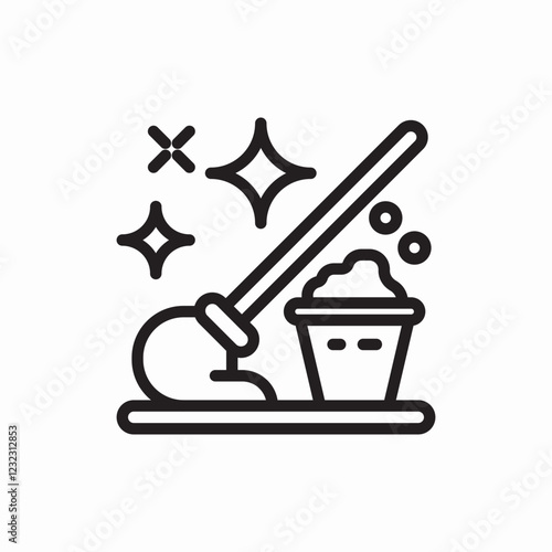 Clean brush sweep dust icon vector sign