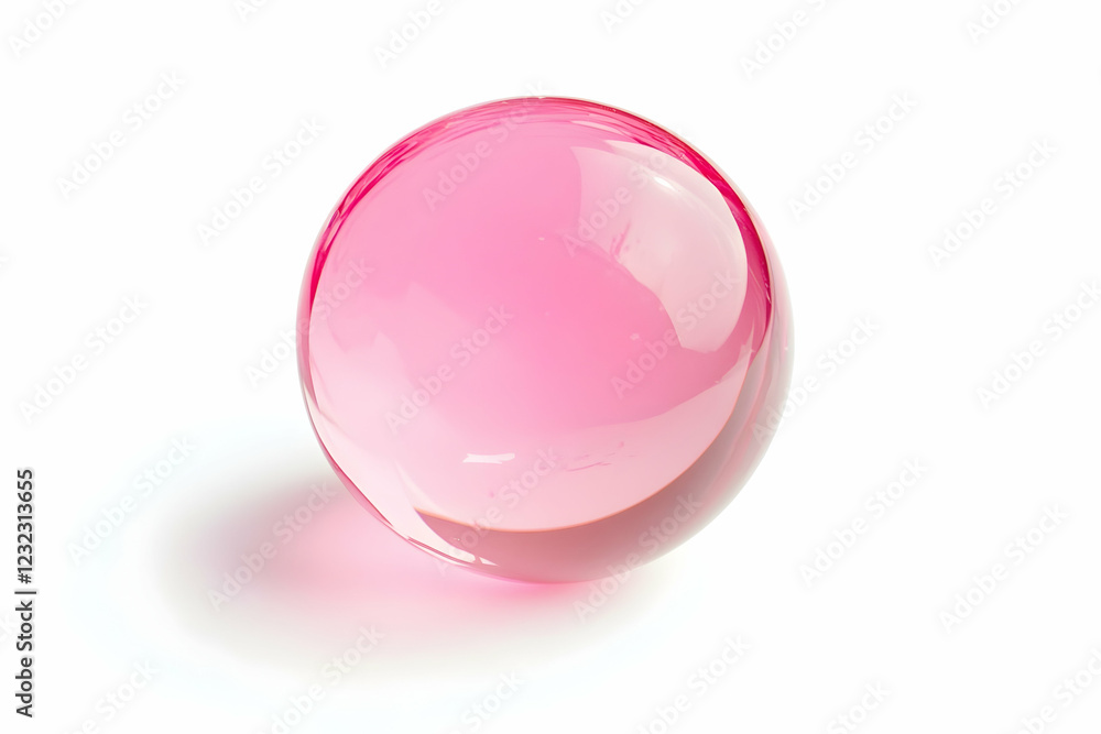 Clear pink bubble isolated on a bright white background, showcasing its clarity and lightness Clear pink bubble isolated on a bright white background, showcasing its clarity and lightness