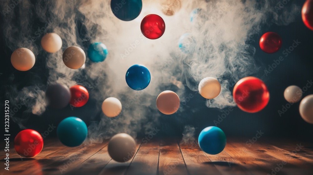 Colorful molecular structures in abstract scientific setting Colorful molecular structures in abstract scientific setting