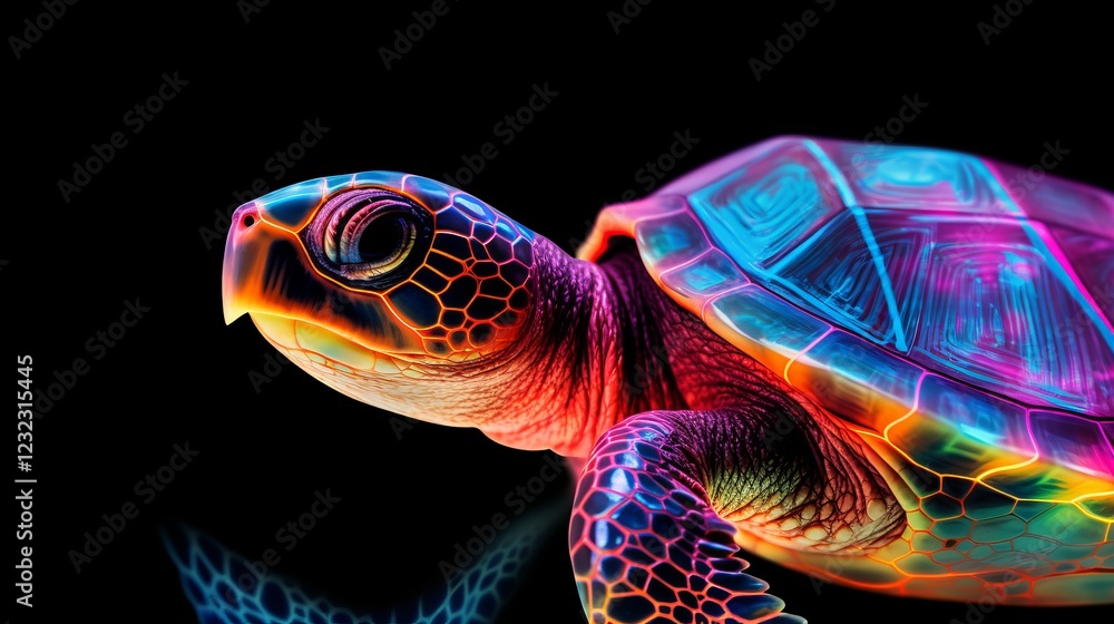 A Vibrant, Colorful Turtle in a Stunning Artistic Portrait A Vibrant, Colorful Turtle in a Stunning Artistic Portrait