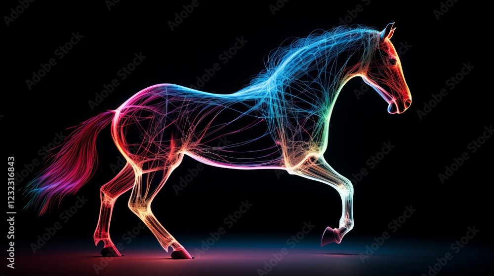 Dynamic Abstract Horse: A Glowing Rainbow of Energy Dynamic Abstract Horse: A Glowing Rainbow of Energy