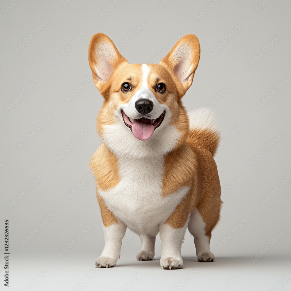 Adorable Happy Pembroke Welsh Corgi Dog Portrait Studio Shot Adorable Happy Pembroke Welsh Corgi Dog Portrait Studio Shot