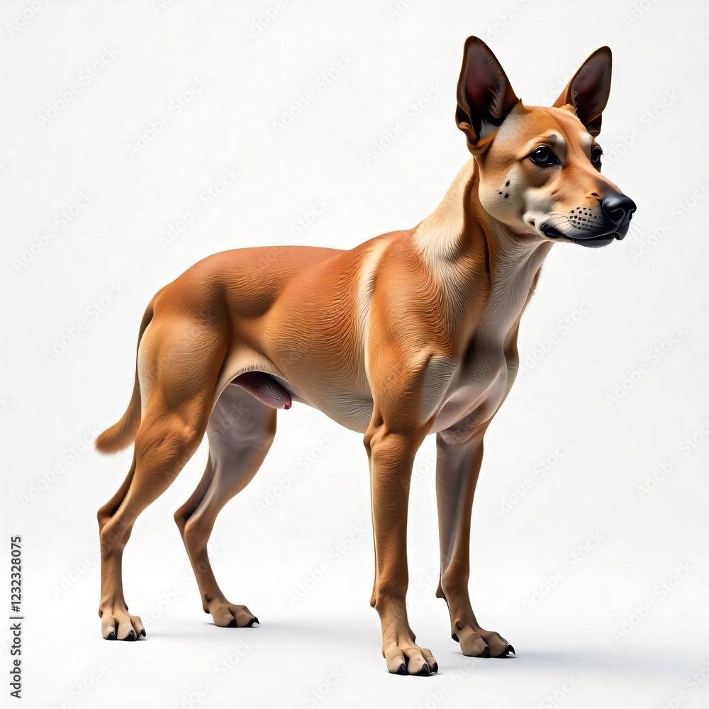 Strong Muscular Red Fox Colored Dog Breed Standing Canine Portrait Studio Shot Strong Muscular Red Fox Colored Dog Breed Standing Canine Portrait Studio Shot