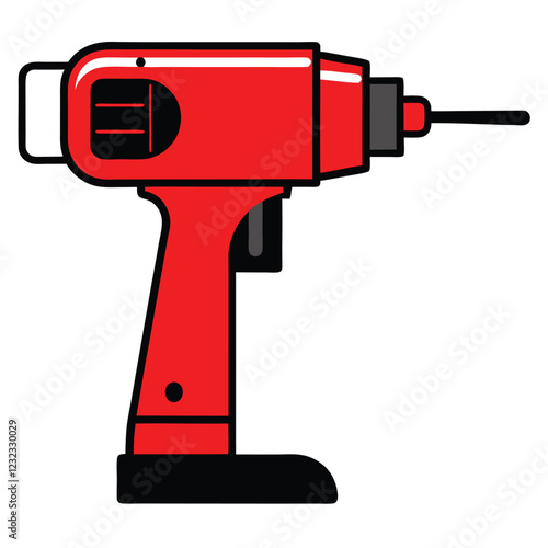 Electric drill isolated on white background, vector illustration of an electric drill with tools and equipment