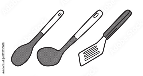 three simple spatula vectors black white