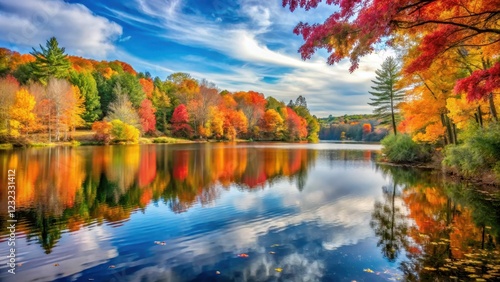 Autumn Serenity on a Serene Lake, autumn foliage, autumn colors, autumn foliage