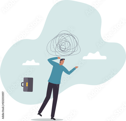 Stress at work, exhausted from overworked and too many problems or frustrated and paranoia office worker.business concept.flat character.