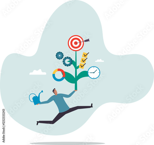 Business development plan, management or strategy to achieve target,business concept.flat character.