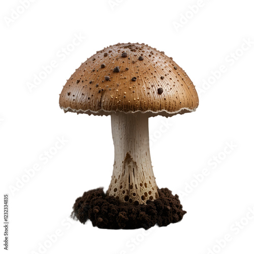 Single Brown Mushroom Isolated