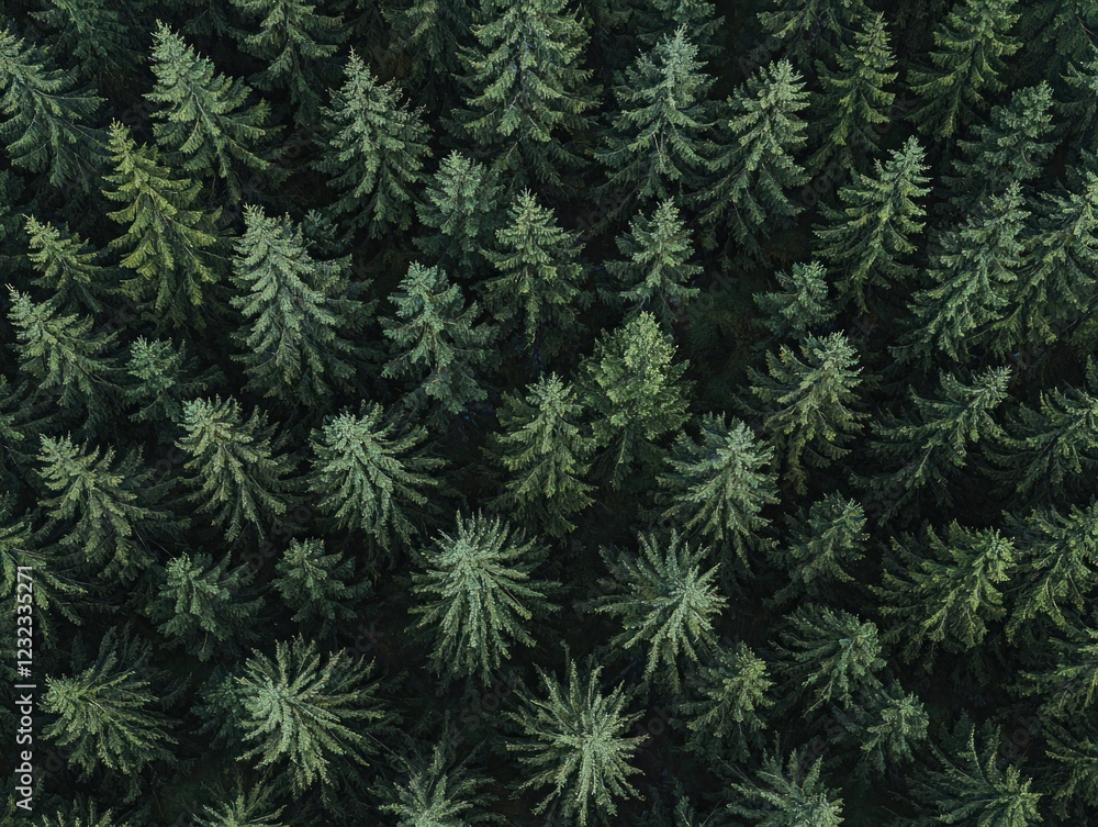 Aerial View of Dense Evergreen Forest Landscape with Varied Green Shades and Textures Aerial View of Dense Evergreen Forest Landscape with Varied Green Shades and Textures