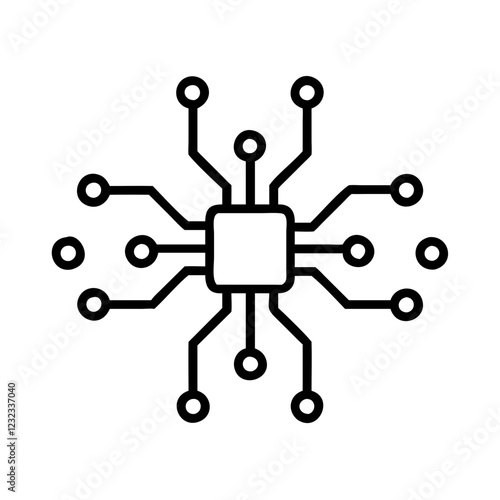 Circuit board icon with connected nodes, technology concept, electronic design, minimalist style
