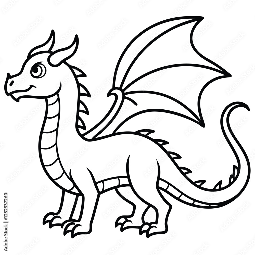 black and white cartoon illustration of a dragon black and white cartoon illustration of a dragon