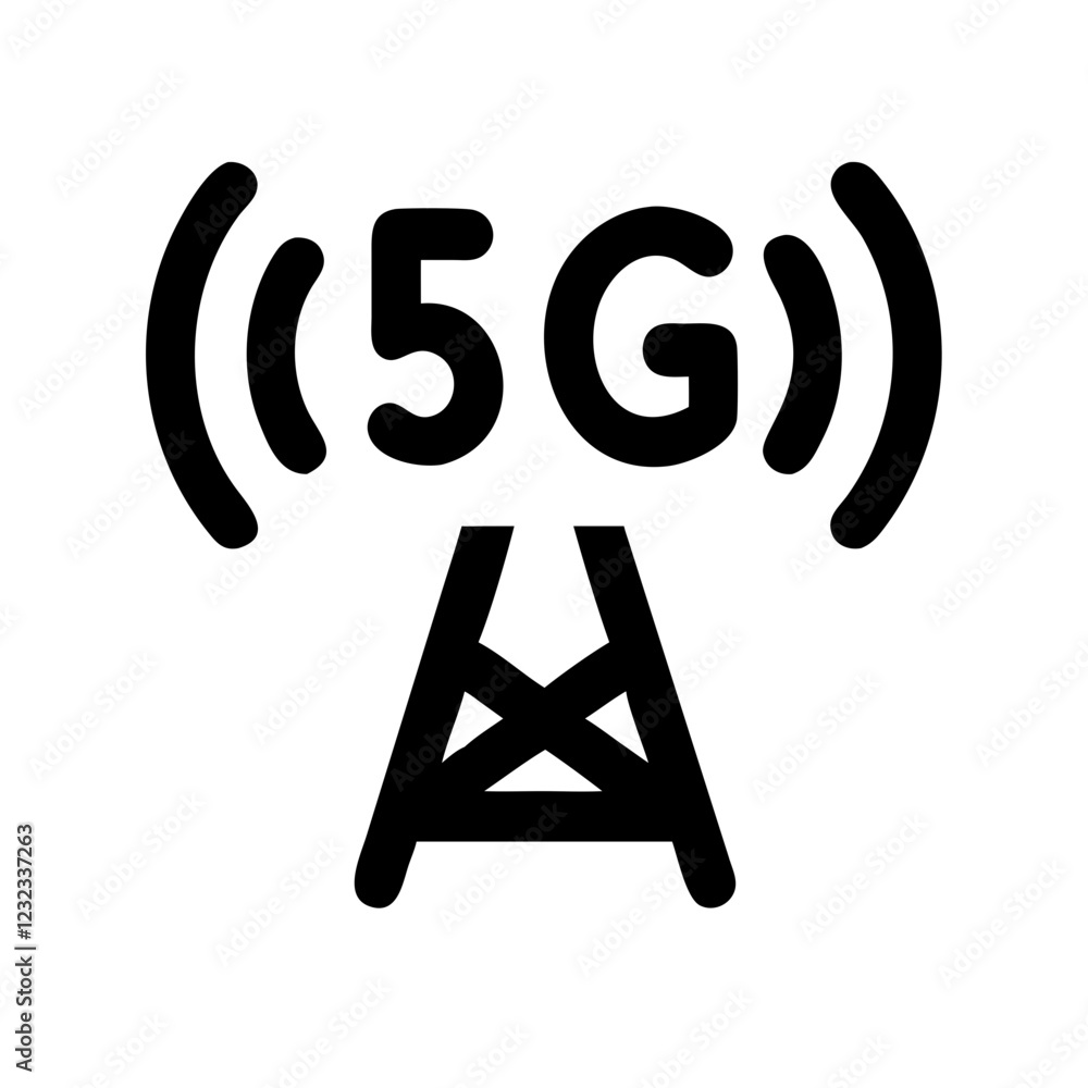 5G tower with signal waves, modern design, black colors, telecommunications concept
5G tower with signal waves, modern design, black colors, telecommunications concept