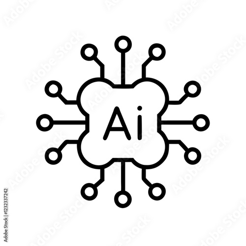 AI chip illustration with digital circuits, modern design, black colors, technology concept
