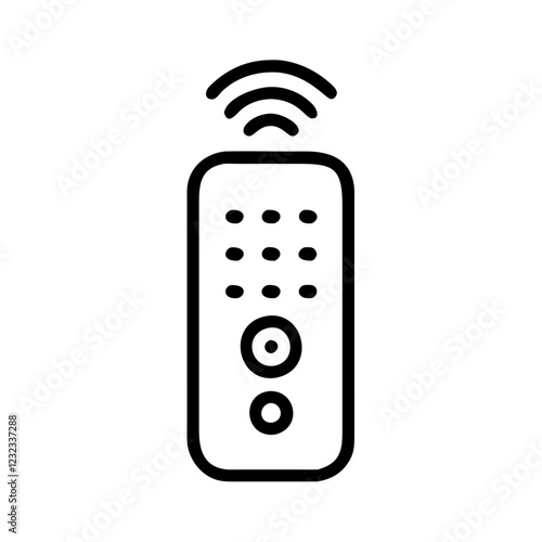 Remote control with wireless signals, minimalistic design, black and white colors, technology concept
