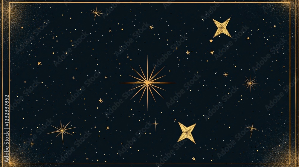 Fototapeta premium Golden Stars Set Flat Vector Illustration for Creative Designs