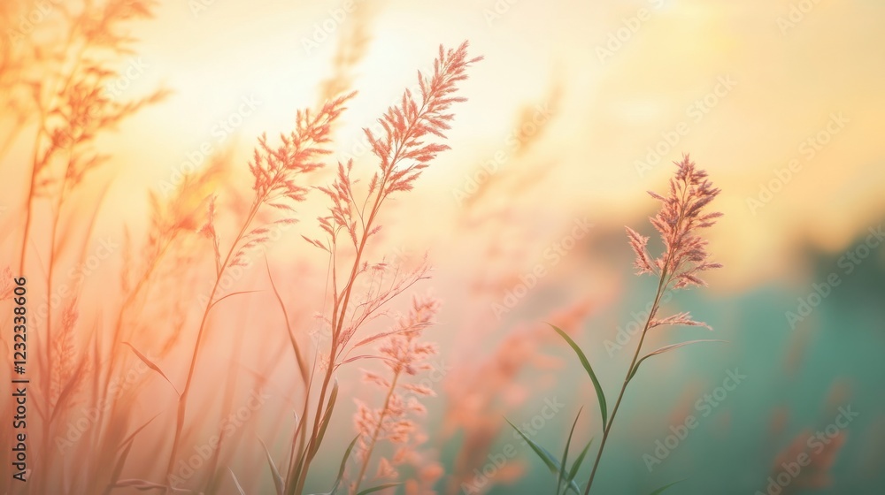 Golden Hour Meadow: Serene Sunset Grassland Golden Hour Meadow: Serene Sunset Grassland