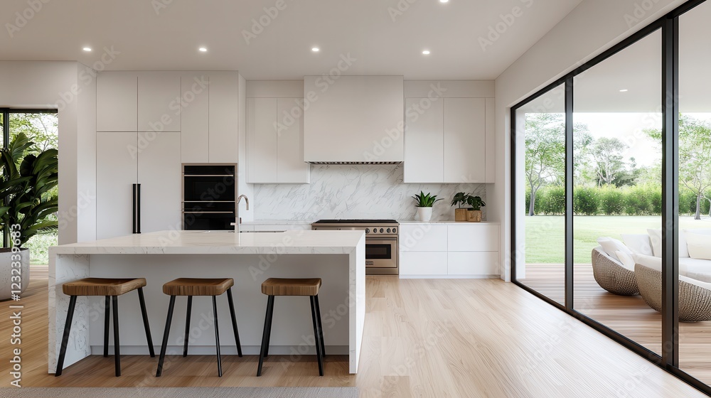 Virtual tours are transforming real estate experiences. Modern kitchen with island, natural light, and stylish decor. Virtual tours are transforming real estate experiences. Modern kitchen with island, natural light, and stylish decor.