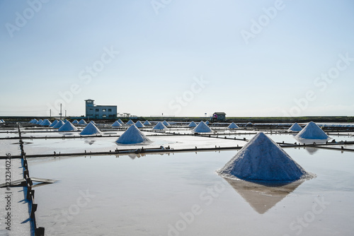 Tainan City, Taiwan - NOV 19, 2022: Jingzaijiao Tile-Paved Salt Fields. photo