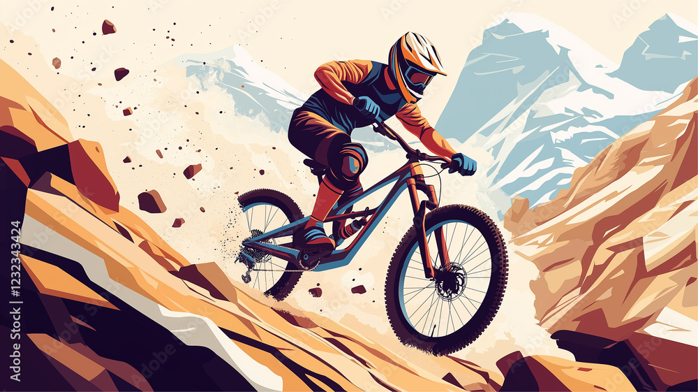 Fototapeta premium Adrenaline-Packed Mountain Bike Ride in Dense Woodland