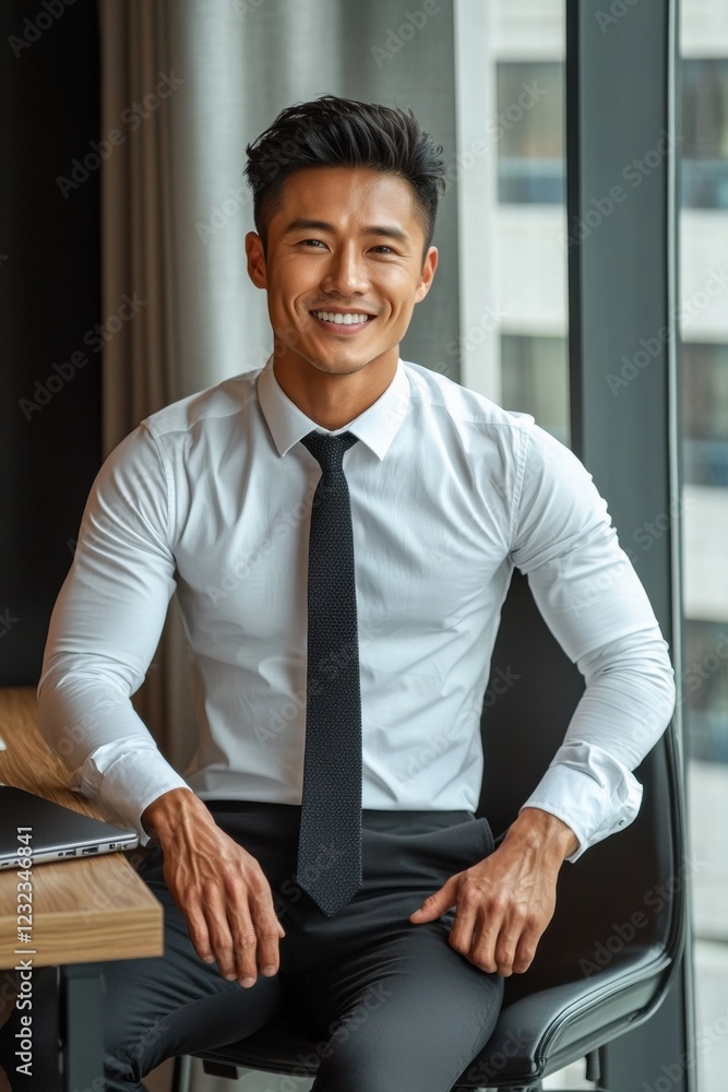 A Dedicated Businessman in a White Shirt and Black Tie Sitting at His Desk Focusing on Corporate Tasks A Dedicated Businessman in a White Shirt and Black Tie Sitting at His Desk Focusing on Corporate Tasks