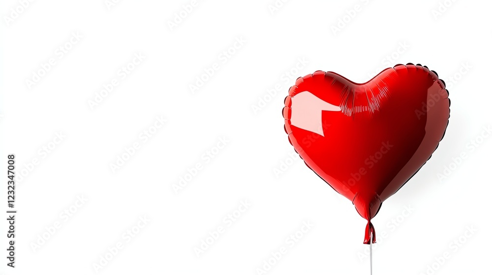 a shiny red heart balloon floating, romantic celebration element, digital illustration, glossy effect, isolated on white background a shiny red heart balloon floating, romantic celebration element, digital illustration, glossy effect, isolated on white background