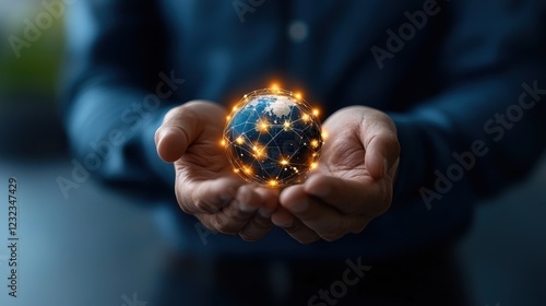 Wallpaper Mural Digital Transformation Concept Featuring a Glowing Orb of Energy Held in Cupped Hands Symbolizing Innovation Creativity and the Power of Technology to Drive Progress and Success Torontodigital.ca