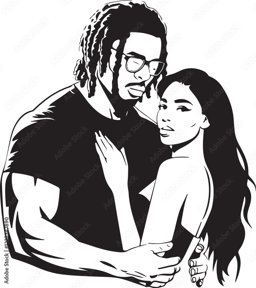 African Couple Silhouette Vector Art Design African Couple Silhouette Vector Art Design