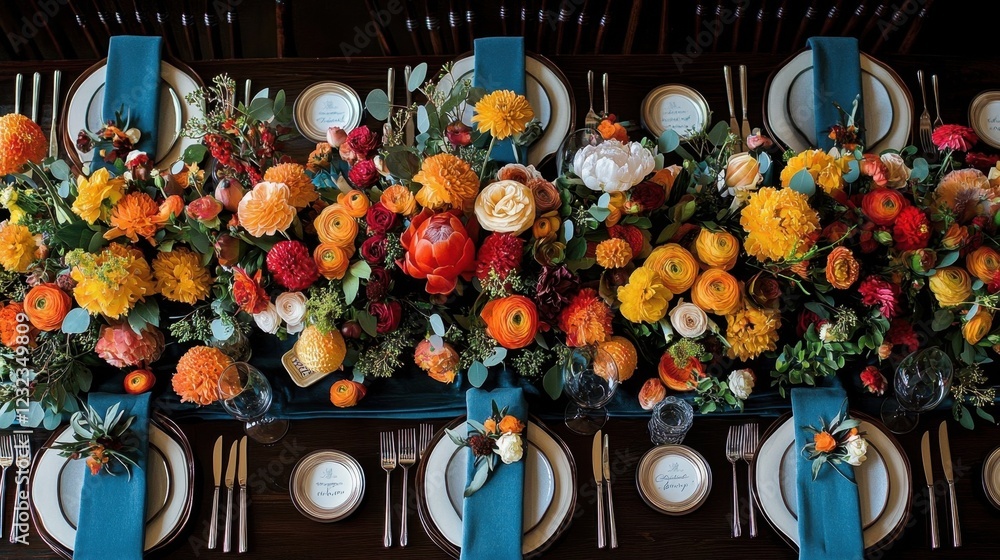 Fototapeta premium Autumnal Wedding Table Decor